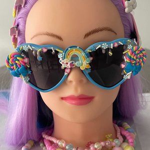 Kawaii Heart Sunglasses, One-of-a-kind Glasses, Rainbows Lollipops & Blue Skies